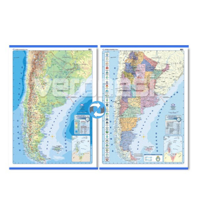 Mapa Fis./pol. Doble Faz Argentina 95x130 Cm.