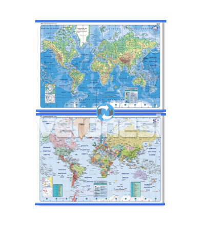 Mapa Fis./pol. Doble Faz Planisferio 95x130 Cm.