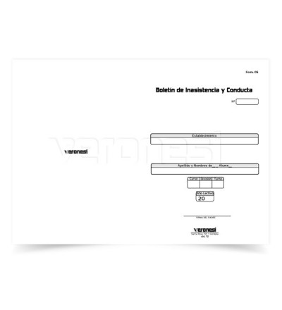 Libreta Alumno Inasistencia/conducta F. 05