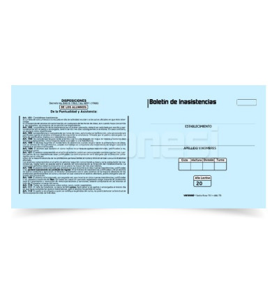 Libreta Alumno Inasistencia  F. 10 P