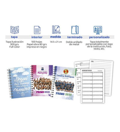 Agenda Personalizada 14.5 x 21 cm.