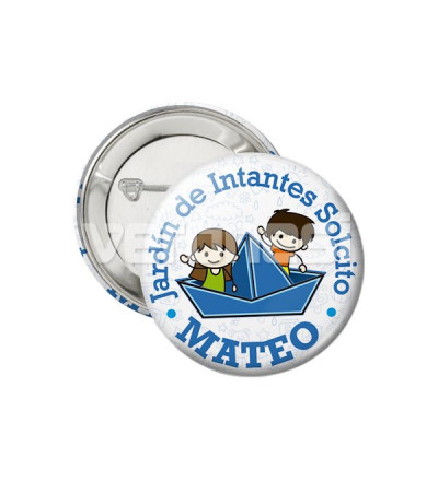 Boton prendedor Barquito con nombre 4.4 Cm