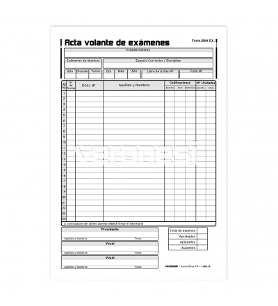 Acta Volante Examen F.884 X 50