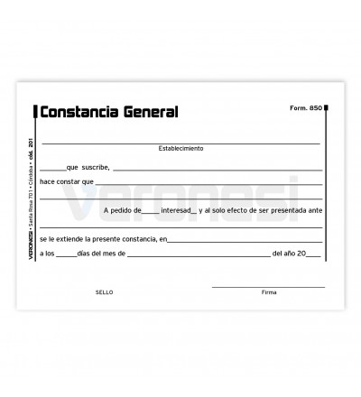 Certificado General  F.850 X 50