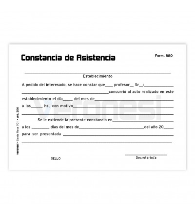 Constancia Asistencia Profesor F.880 X 50
