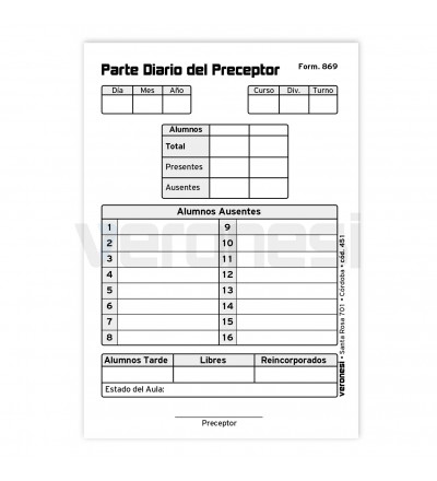 Parte Diario Preceptor F.869 X 200