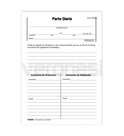 Parte Diario Rectoria F.878 X 100