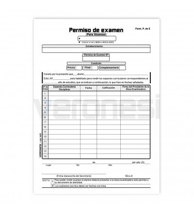 Permiso De Examen X 50