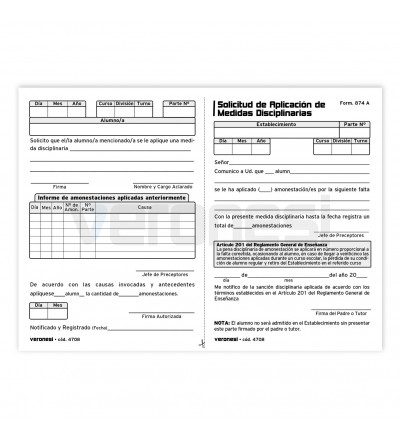 Solicitud Amonestaciones F. 874 A  X 50