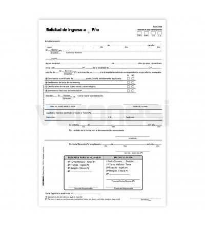 Solicitud Ingreso F.858 A X 50