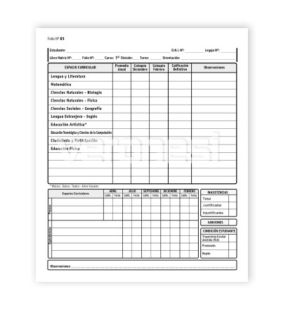 Registro Anual CB 1° año Nuevo Régimen