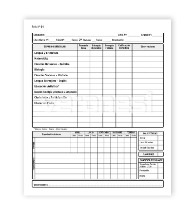 Registro Anual CB 2° año Nuevo Régimen