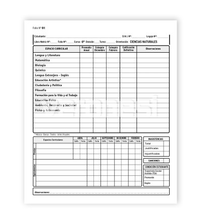 Registro Anual CO Cs. Nat. 6° año Nuevo Régimen