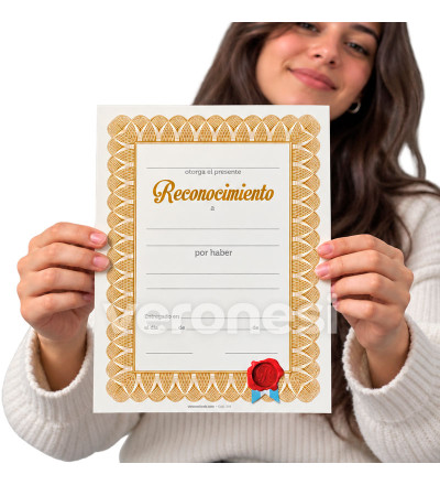 Reconocimiento borde dorado