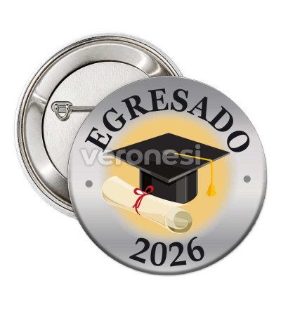 Botón prendedor birrete plata