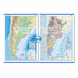 Mapa Fis./pol. Doble Faz Argentina 95x130 Cm.