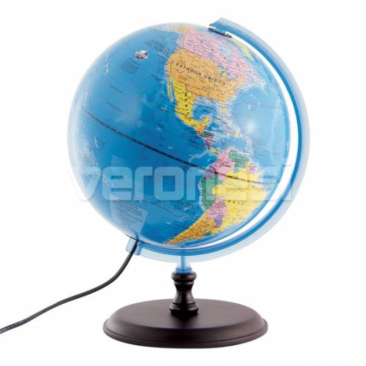 Globo Base Madera Con Luz 25 Cm.