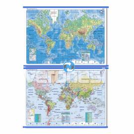 Mapa Fis./pol. Doble Faz Planisferio 95x130 Cm.