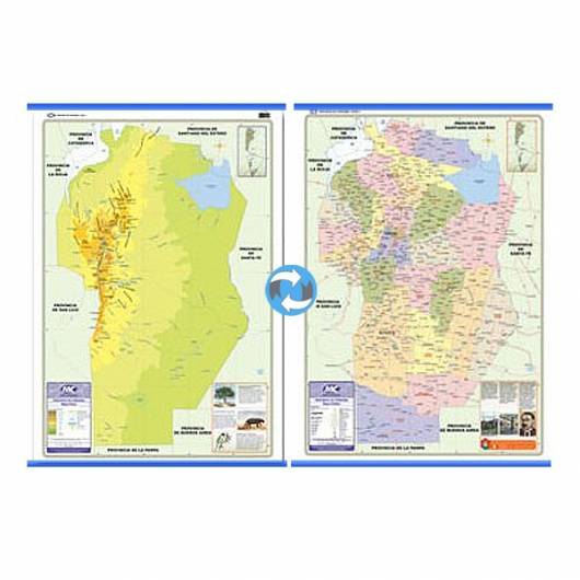 Mapa Fis./pol. Doble Faz Cordoba 72x102 Cm.