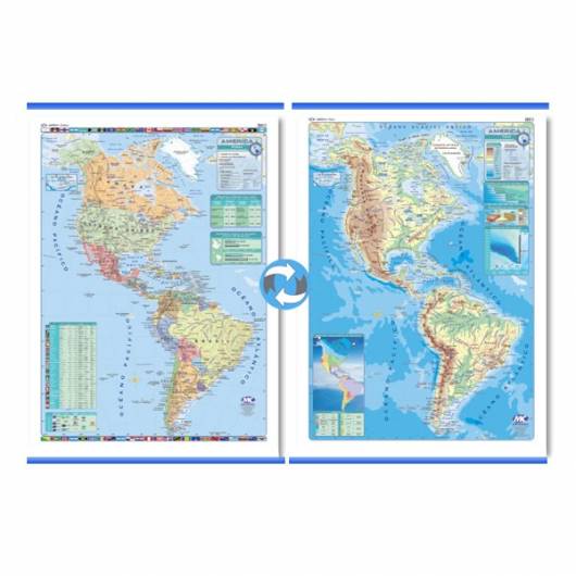 Mapa Fis./pol. Doble Faz America 95x130 Cm.