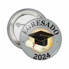 Boton c/prendedor Birrete plateado