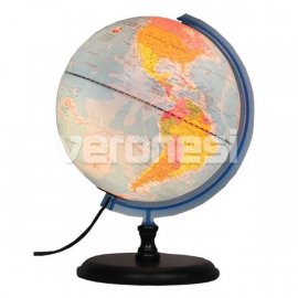 Globo Base Madera Con Luz 30 Cm.