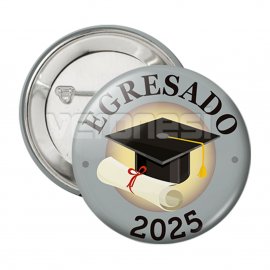 Boton c/prendedor Birrete plateado