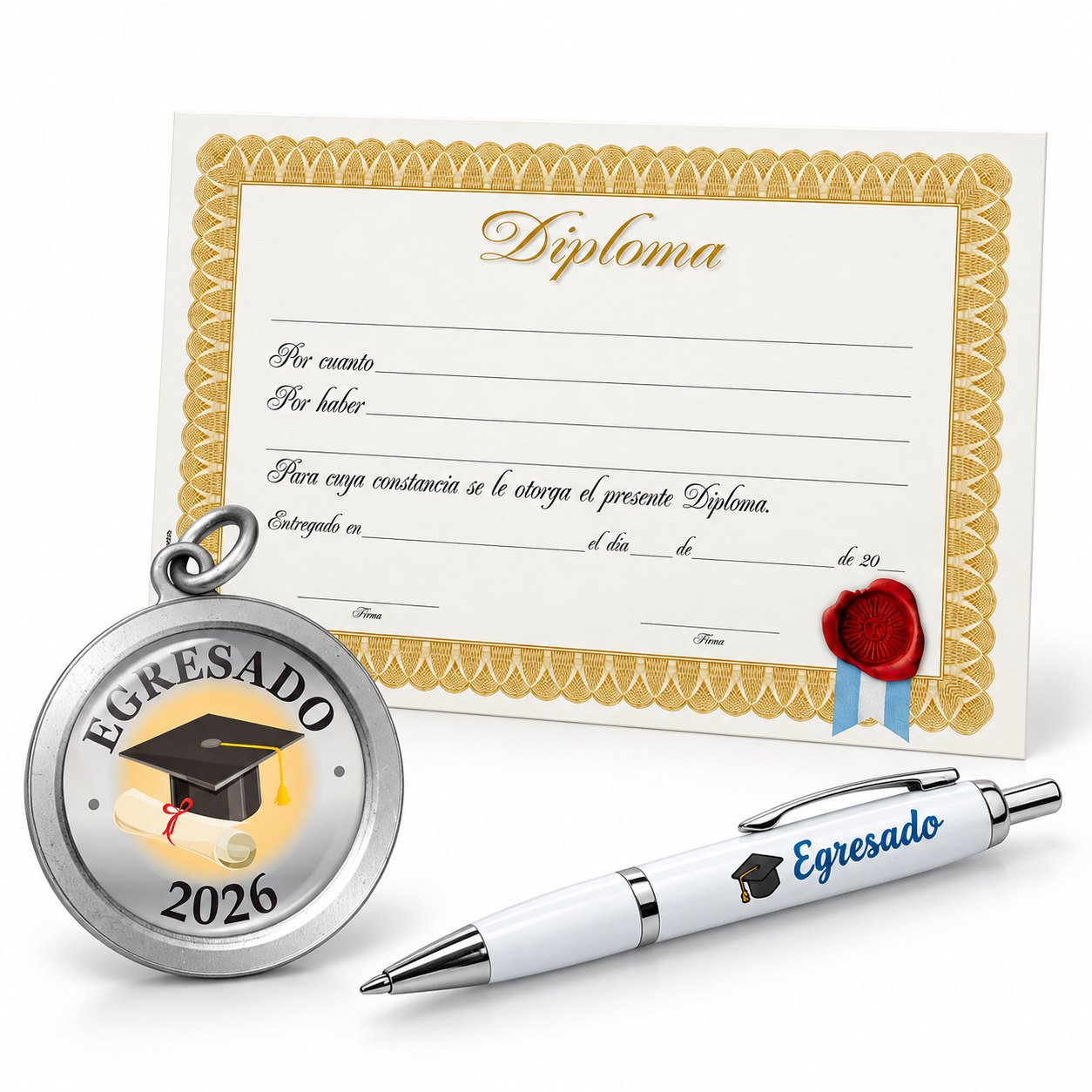 Combo Egresado 2026 | Medalla + Diploma + Bolígrafo